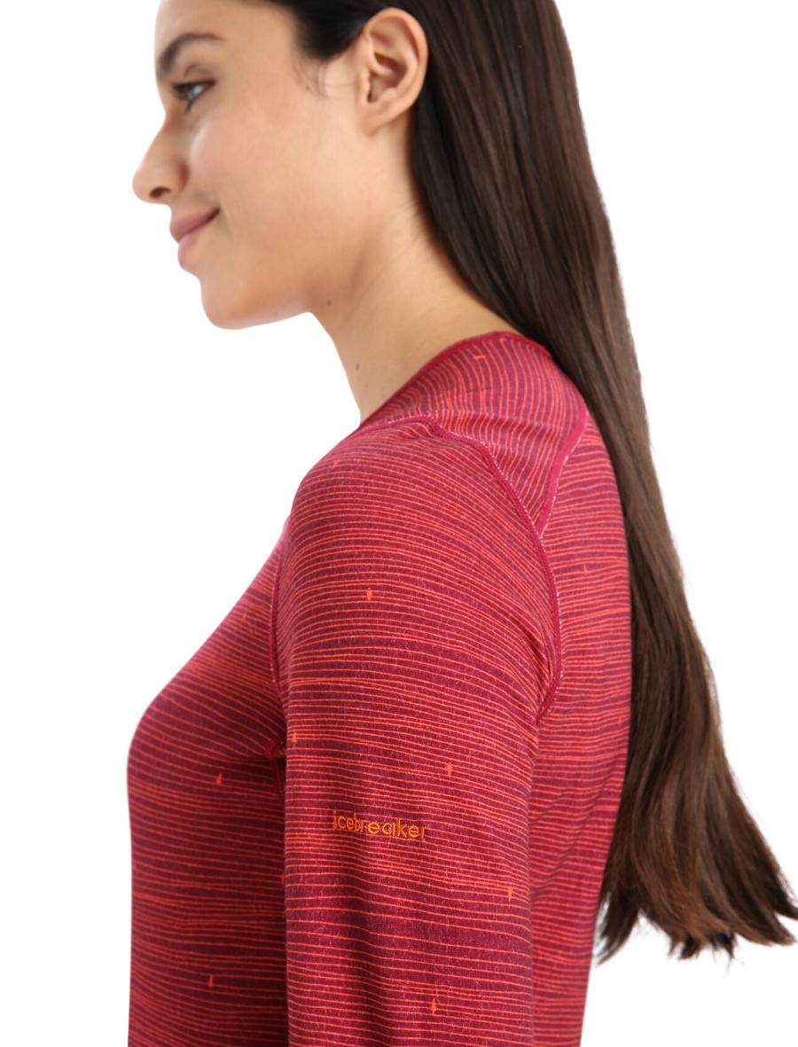 Icebreaker Merino 200 Oasis Long Sleeve Crewe Ski Tracks Naisten Base Layers Pinkki | FI 1823MQZA